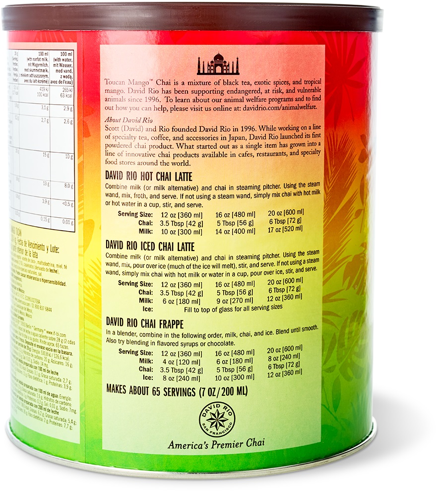 David Rio - Gastronomie - Toucan Mango Chai (1814 g) David Rio - Gastronomie - Toucan Mango Chai (1814 g)