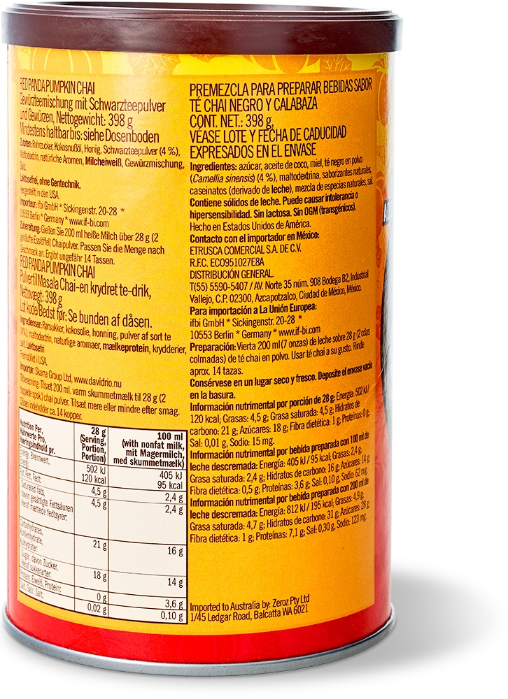 David Rio - Red Panda Pumpkin Chai (398 g) David Rio - Red Panda Pumpkin Chai (398 g)