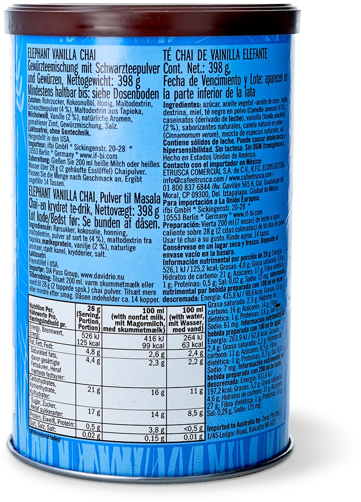 David Rio - Elephant Vanilla Chai (398 g) David Rio - Elephant Vanilla Chai (398 g)
