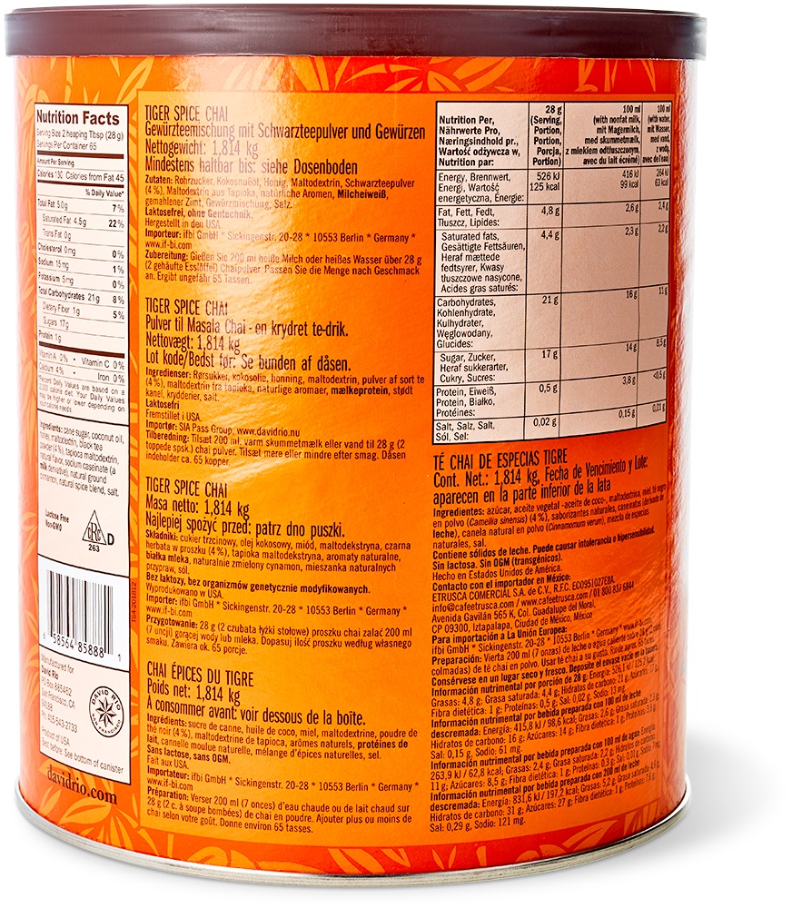 David Rio - Gastronomie - Tiger Spice Chai (1814 g) David Rio - Gastronomie - Tiger Spice Chai (1814 g)