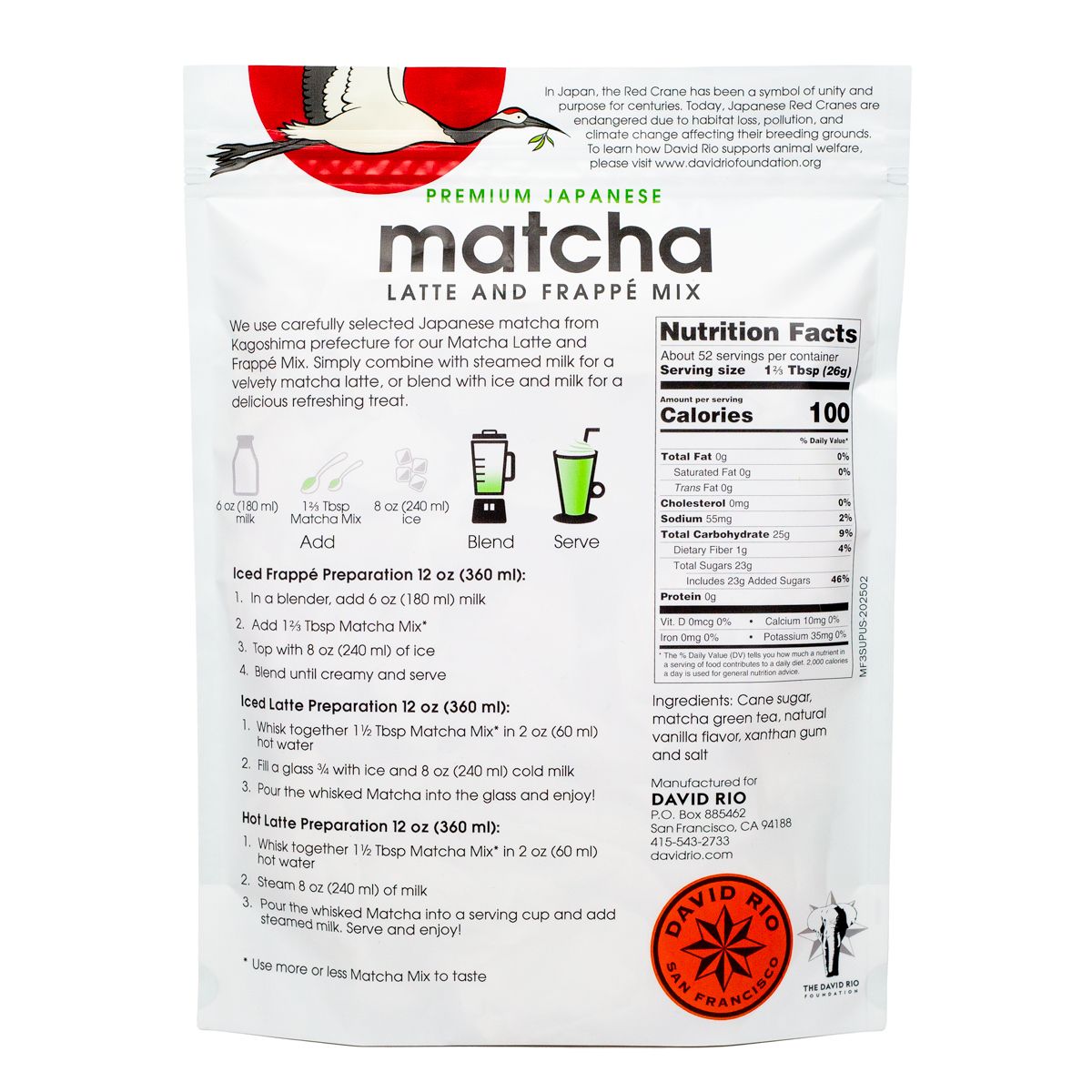 David Rio - Gastronomie Nachfüllbeutel - Frappé Matcha (1361 g)