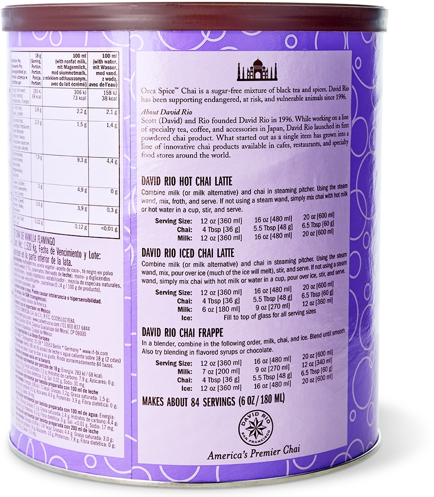 David Rio - Gastronomie - Orca Spice Chai *zuckerreduziert* (1520 g) David Rio - Gastronomie - Orca Spice Chai *zuckerreduziert* (1520 g)