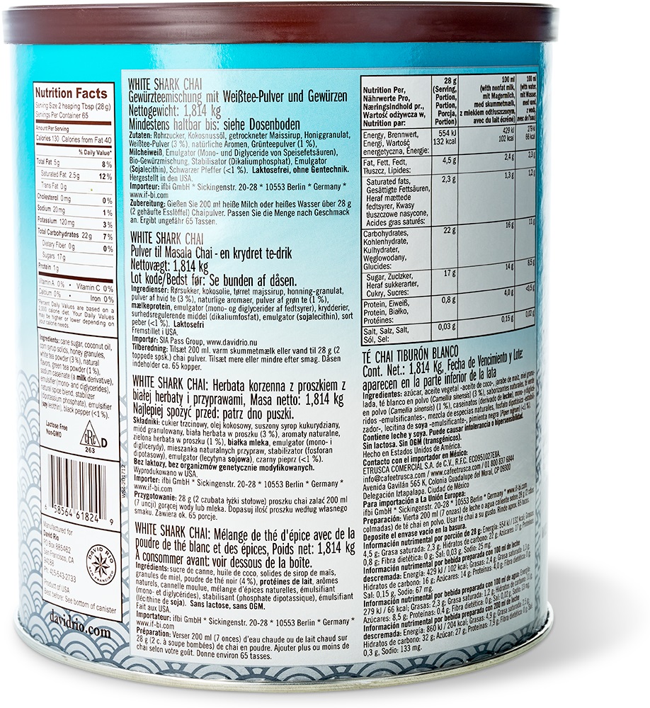 David Rio - Gastronomie - White Shark Chai (1814 g) David Rio - Gastronomie - White Shark Chai (1814 g)
