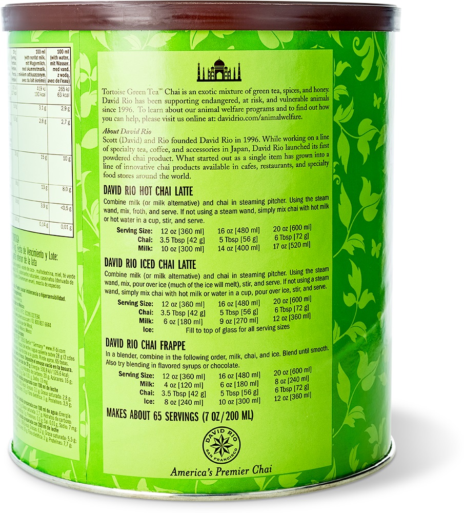 David Rio - Gastronomie - Tortoise Green Tea Chai (1814 g) David Rio - Gastronomie - Tortoise Green Tea Chai (1814 g)