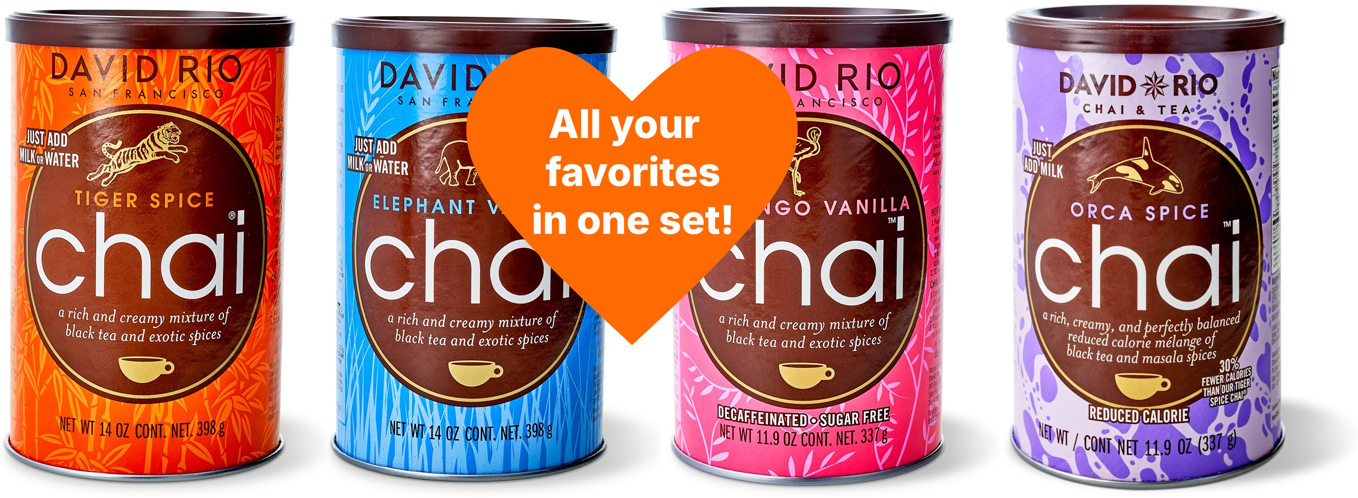 David Rio - All your favorites in one set - Tiger Elephant Orca Flamingo 4er Set