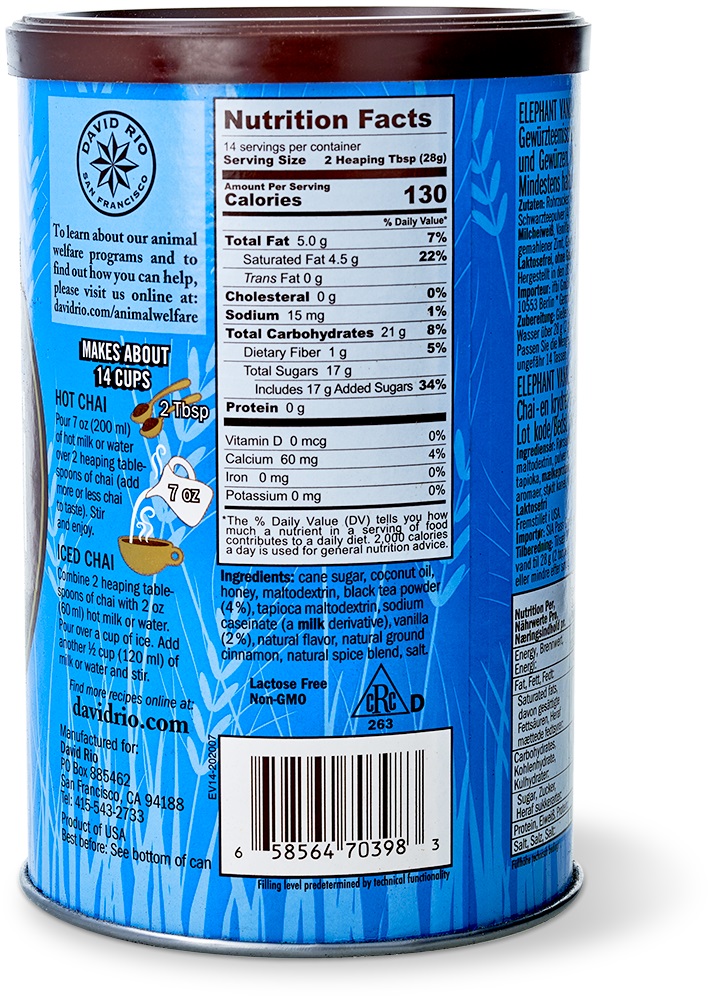 David Rio - Elephant Vanilla Chai (398 g) David Rio - Elephant Vanilla Chai (398 g)
