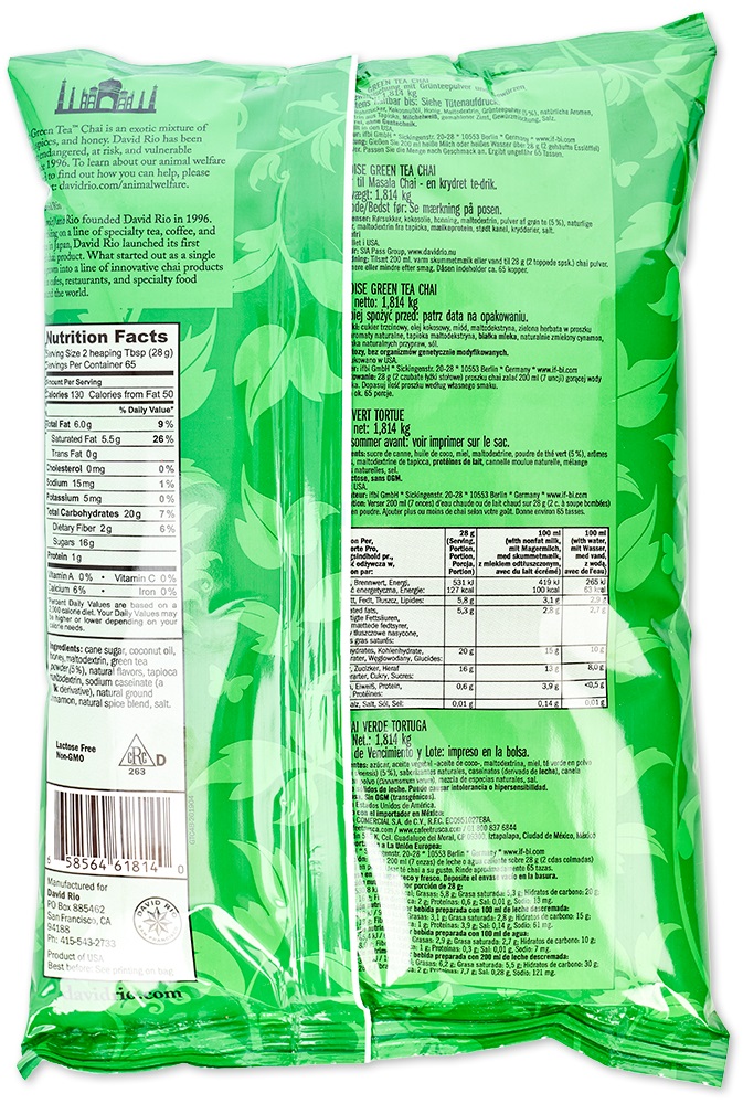 David Rio - Nachfüllbeutel - Tortoise Green Tea Chai (1814 g) David Rio - Nachfüllbeutel - Tortoise Green Tea Chai (1814 g)